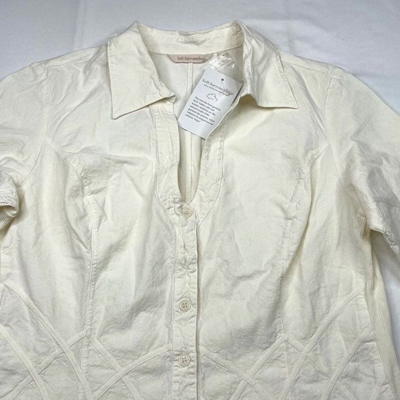 Soft Surroundings Embroidered Soutache Cotton Button Front Top NEW - Picture 5 of 9